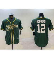 Men Green Bay Packers 12 Aaron Rodgers Green Cool Base Stitched Baseball Jersey 1 Men Green Bay Packers 12 Aaron Rodgers Green Cool Base Stitched Baseball Jersey 1
