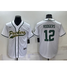 Men Green Bay Packers 12 Aaron Rodgers White Cool Base Stitched Baseball Jersey Men Green Bay Packers 12 Aaron Rodgers White Cool Base Stitched Baseball Jersey