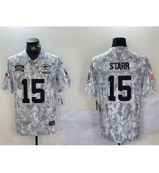 Men Green Bay Packers 15 Bart Starr 2024 F U S E Arctic Camo Salute To Service Limited Stitched Football Jersey Men Green Bay Packers 15 Bart Starr 2024 F U S E Arctic Camo Salute To Service Limited Stitched Football Jersey