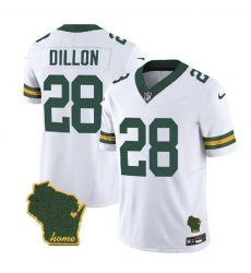 Men Green Bay Packers 28 A J Dillon White 2023 F U S E Home Patch Vapor Untouchable Limited Stitched Jersey Men Green Bay Packers 28 A J Dillon White 2023 F U S E Home Patch Vapor Untouchable Limited Stitched Jersey