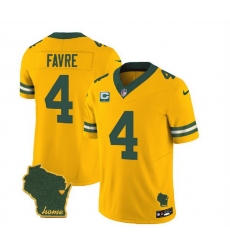 Men Green Bay Packers 4 Brett Favre Gold 2023 F U S E Home Patch And 1 Star C Patch Vapor Untouchable Limited Stitched Jersey Men Green Bay Packers 4 Brett Favre Gold 2023 F U S E Home Patch And 1 Star C Patch Vapor Untouchable Limited Stitched Jersey