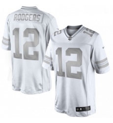Men Nike Green Bay Packers 12 Aaron Rodgers Limited White Platinum NFL Jersey Men Nike Green Bay Packers 12 Aaron Rodgers Limited White Platinum NFL Jersey