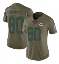 Womens Nike Packers #80 Martellus Bennett Olive Stitched NFL Limited 2017 Salute to Service Jersey Womens Nike Packers #80 Martellus Bennett Olive Stitched NFL Limited 2017 Salute to Service Jersey