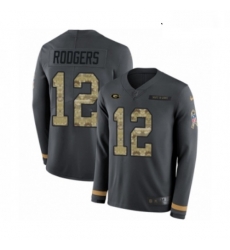 Youth Nike Green Bay Packers 12 Aaron Rodgers Limited Black Salute to Service Therma Long Sleeve NFL Jersey Youth Nike Green Bay Packers 12 Aaron Rodgers Limited Black Salute to Service Therma Long Sleeve NFL Jersey