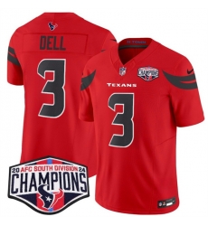 Men Houston Texans 3 Tank Dell Red F U S E 2024 AFC South Division Champions Vapor Limited Stitched Football Jersey Men Houston Texans 3 Tank Dell Red F U S E 2024 AFC South Division Champions Vapor Limited Stitched Football Jersey