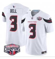 Men Houston Texans 3 Tank Dell White F U S E 2024 AFC South Division Champions Vapor Limited Stitched Football Jersey Men Houston Texans 3 Tank Dell White F U S E 2024 AFC South Division Champions Vapor Limited Stitched Football Jersey