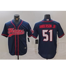 Men Houston Texans 51 Will Anderson Jr Navy With Patch Cool Base Stitched Baseball Jersey Men Houston Texans 51 Will Anderson Jr Navy With Patch Cool Base Stitched Baseball Jersey