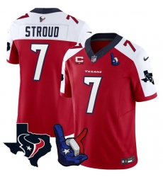 Men Houston Texans 7 C J Stroud Red White 2023 F U S E With 1 Star C And Hand Sign Throwing Up The H Patch Vapor Untouchable Limited Stitched Football Je Men Houston Texans 7 C J Stroud Red White 2023 F U S E With 1 Star C And Hand Sign Throwing Up The H Patch Vapor Untouchable Limited Stitched Football Je