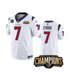 Men Houston Texans 7 C J Stroud White 2023 F U S E With 1 Star C Patch And AFC South Champions Patch Vapor Untouchable Limited Stitched Football Jersey Men Houston Texans 7 C J Stroud White 2023 F U S E With 1 Star C Patch And AFC South Champions Patch Vapor Untouchable Limited Stitched Football Jersey