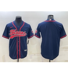 Men Houston Texans Blank Navy With Patch Cool Base Stitched Baseball Jersey Men Houston Texans Blank Navy With Patch Cool Base Stitched Baseball Jersey
