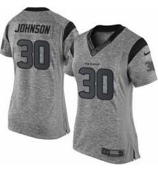Nike Texans #30 Kevin Johnson Gray Womens Stitched NFL Limited Gridiron Gray Jersey Nike Texans #30 Kevin Johnson Gray Womens Stitched NFL Limited Gridiron Gray Jersey