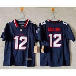 Women Houston Texans 12 Nico Collins White 2024 F U S E Vapor Stitched Jersey   1