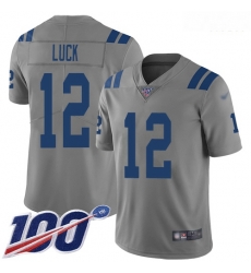 Colts 12 Andrew Luck Gray Men Stitched Football Limited Inverted Legend 100th Season Jersey Colts 12 Andrew Luck Gray Men Stitched Football Limited Inverted Legend 100th Season Jersey