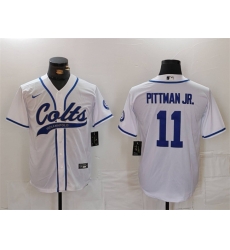 Men Indianapolis Colts 11 Michael Pittman Jr White Cool Base Stitched Baseball Jersey Men Indianapolis Colts 11 Michael Pittman Jr White Cool Base Stitched Baseball Jersey