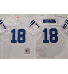 Men Indianapolis Colts 18 Peyton Manning White Throwback Stitched Jersey Men Indianapolis Colts 18 Peyton Manning White Throwback Stitched Jersey