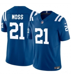 Men Indianapolis Colts 21 Zack Moss Blue 2023 F U S E Vapor Untouchable Limited Stitched Football Jersey Men Indianapolis Colts 21 Zack Moss Blue 2023 F U S E Vapor Untouchable Limited Stitched Football Jersey