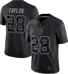 Men Indianapolis Colts 28 Jonathan Taylor Black Reflective Limited Stitched Football Jersey Men Indianapolis Colts 28 Jonathan Taylor Black Reflective Limited Stitched Football Jersey
