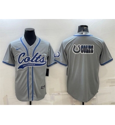 Men Indianapolis Colts Grey Team Big Logo With Patch Cool Base Stitched Baseball Jersey Men Indianapolis Colts Grey Team Big Logo With Patch Cool Base Stitched Baseball Jersey