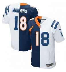 Men Nike Indianapolis Colts 18 Peyton Manning Elite WhiteNavy Blue Split Fashion NFL Jersey Men Nike Indianapolis Colts 18 Peyton Manning Elite WhiteNavy Blue Split Fashion NFL Jersey