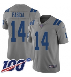 Men Zach Pascal Limited Jersey 14 Football Indianapolis Colts Gray 100th Season Men Zach Pascal Limited Jersey 14 Football Indianapolis Colts Gray 100th Season