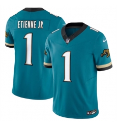 Men Jacksonville Jaguars 1 Travis Etienne JR Teal 2024 F U S E Prowler Throwback Vapor Limited Stitched Football Jersey Men Jacksonville Jaguars 1 Travis Etienne JR Teal 2024 F U S E Prowler Throwback Vapor Limited Stitched Football Jersey