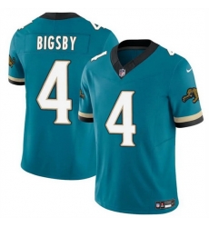 Men Jacksonville Jaguars 4 Tank Bigsby Teal 2024 F U S E Prowler Throwback Vapor Limited Stitched Football Jersey Men Jacksonville Jaguars 4 Tank Bigsby Teal 2024 F U S E Prowler Throwback Vapor Limited Stitched Football Jersey