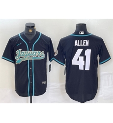 Men Jacksonville Jaguars 41 Josh Allen Black With Patch Cool Base Stitched Baseball Jersey Men Jacksonville Jaguars 41 Josh Allen Black With Patch Cool Base Stitched Baseball Jersey