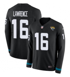 Nike Jacksonville Jaguars 16 Trevor Lawrence Black Team Color Men Stitched NFL Limited Therma Long Sleeve Jersey Nike Jacksonville Jaguars 16 Trevor Lawrence Black Team Color Men Stitched NFL Limited Therma Long Sleeve Jersey