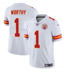Men Kansas City Chiefs 1 Xavier Worthy White Vapor Untouchable Limited Stitched Football Jersey Men Kansas City Chiefs 1 Xavier Worthy White Vapor Untouchable Limited Stitched Football Jersey