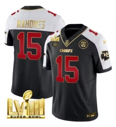 Men Kansas City Chiefs 15 Patrick Mahomes Black White 2024 F U S E Super Bowl LVIII Patch With NKH Patch Vapor Untouchable Limited Stitched Football Jerse Men Kansas City Chiefs 15 Patrick Mahomes Black White 2024 F U S E Super Bowl LVIII Patch With NKH Patch Vapor Untouchable Limited Stitched Football Jerse