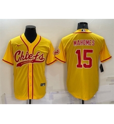 Men Kansas City Chiefs 15 Patrick Mahomes Gold With Patch Cool Base Stitched Baseball Jersey Men Kansas City Chiefs 15 Patrick Mahomes Gold With Patch Cool Base Stitched Baseball Jersey