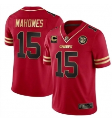 Men Kansas City Chiefs 15 Patrick Mahomes Red Gold With C Patch Stitched Football Jersey Men Kansas City Chiefs 15 Patrick Mahomes Red Gold With C Patch Stitched Football Jersey