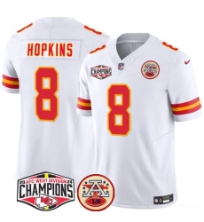 Men Kansas City Chiefs 8 DeAndre Hopkins White F U S E 2024 AFC West Division Champions Vapor Limited Stitched Football Jersey Men Kansas City Chiefs 8 DeAndre Hopkins White F U S E 2024 AFC West Division Champions Vapor Limited Stitched Football Jersey