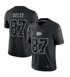 Men Kansas City Chiefs 87 Travis Kelce Black Reflective Limited Stitched Football Jersey Men Kansas City Chiefs 87 Travis Kelce Black Reflective Limited Stitched Football Jersey