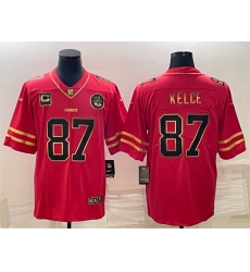 Men Kansas City Chiefs 87 Travis Kelce Red Gold 4 Star C Patch Vapor Untouchable Limited Stitched Jersey Men Kansas City Chiefs 87 Travis Kelce Red Gold 4 Star C Patch Vapor Untouchable Limited Stitched Jersey