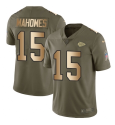 Nike Chiefs #15 Patrick Mahomes Olive Gold Men Stitched NFL Limited 2017 Salute To Service Jersey Nike Chiefs #15 Patrick Mahomes Olive Gold Men Stitched NFL Limited 2017 Salute To Service Jersey