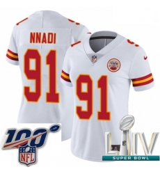 2020 Super Bowl LIV Women Nike Kansas City Chiefs #91 Derrick Nnadi White Vapor Untouchable Limited Player NFL Jersey 2020 Super Bowl LIV Women Nike Kansas City Chiefs #91 Derrick Nnadi White Vapor Untouchable Limited Player NFL Jersey