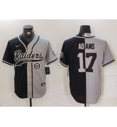Men Las Vegas Raiders 17 Davante Adams Grey Black Split Cool Base Stitched Baseball Jersey 2 Men Las Vegas Raiders 17 Davante Adams Grey Black Split Cool Base Stitched Baseball Jersey 2