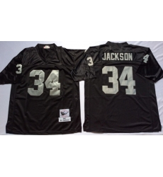 Men Las Vegas Raiders 34 Bo Jackson Black M&N Throwback Jersey Men Las Vegas Raiders 34 Bo Jackson Black M&N Throwback Jersey
