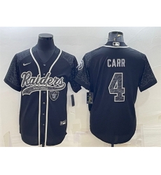 Men Las Vegas Raiders 4 Derek Carr Black Reflective With Patch Cool Base Stitched Baseball Jersey Men Las Vegas Raiders 4 Derek Carr Black Reflective With Patch Cool Base Stitched Baseball Jersey