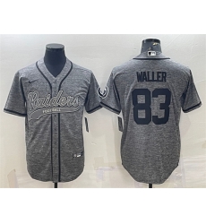 Men Las Vegas Raiders 83 Darren Waller Grey With Patch Cool Base Stitched Baseball Jersey Men Las Vegas Raiders 83 Darren Waller Grey With Patch Cool Base Stitched Baseball Jersey
