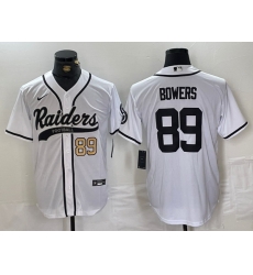 Men Las Vegas Raiders 89 Brock Bowers White Cool Base Stitched Baseball Jersey 1 Men Las Vegas Raiders 89 Brock Bowers White Cool Base Stitched Baseball Jersey 1
