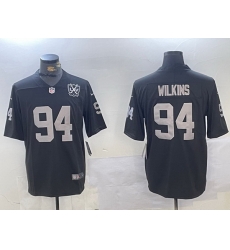 Men Las Vegas Raiders 94 Christian Wilkins Black 65th Anniversary Patch Vapor Stitched Football Jersey Men Las Vegas Raiders 94 Christian Wilkins Black 65th Anniversary Patch Vapor Stitched Football Jersey