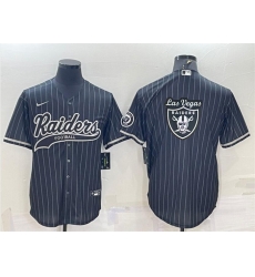 Men Las Vegas Raiders Black Team Big Logo With Patch Cool Base Stitched Baseball Jersey Men Las Vegas Raiders Black Team Big Logo With Patch Cool Base Stitched Baseball Jersey