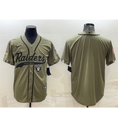 Men Las Vegas Raiders Blank Olive Salute To Service Cool Base Stitched Baseball Jersey Men Las Vegas Raiders Blank Olive Salute To Service Cool Base Stitched Baseball Jersey