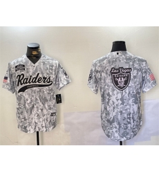 Men Las Vegas Raiders Team Big Logo 2024 Arctic Camo Salute To Service Stitched Baseball Jersey 2 Men Las Vegas Raiders Team Big Logo 2024 Arctic Camo Salute To Service Stitched Baseball Jersey 2