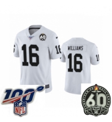 Men Oakland Raiders #16 Tyrell Williams White 60th Anniversary Vapor Untouchable Limited Player 100th Season Football Jersey Men Oakland Raiders #16 Tyrell Williams White 60th Anniversary Vapor Untouchable Limited Player 100th Season Football Jersey