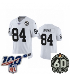 Men Oakland Raiders #84 Antonio Brown White 60th Anniversary Vapor Untouchable Limited Player 100th Season Football Jersey Men Oakland Raiders #84 Antonio Brown White 60th Anniversary Vapor Untouchable Limited Player 100th Season Football Jersey