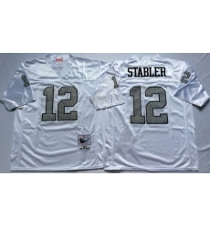 Mitchell And Ness Raiders #12 Ken Stabler White Throwback Stitched NFL Jersey Mitchell And Ness Raiders #12 Ken Stabler White Throwback Stitched NFL Jersey