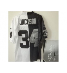 Nike Oakland Raiders 34 Bo.Jackson White Black Elite Split Signed NFL Jersey Nike Oakland Raiders 34 Bo.Jackson White Black Elite Split Signed NFL Jersey